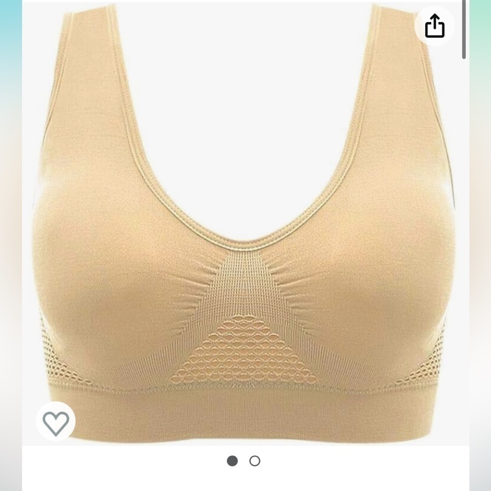 Iviestin Pullover Beige Vented Sports Casual Bra Light Removal Padding XL NWT